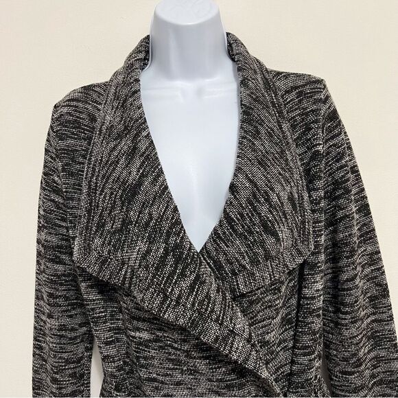 Loft Black and White Tweed Knit Sweater Blazer with Tie Size Small - Picture 2 of 7